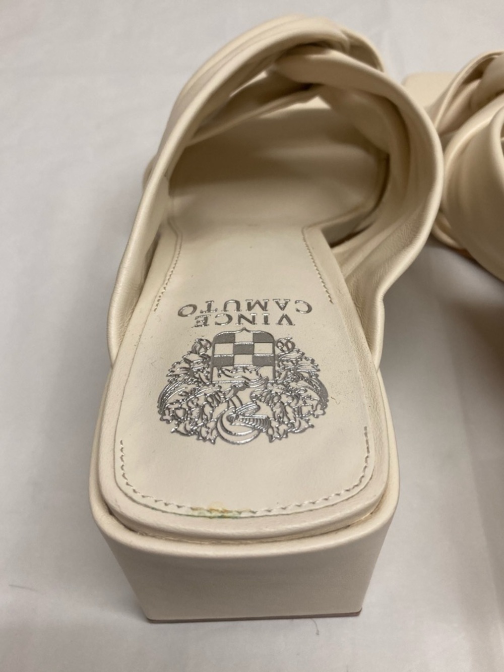 NWOT Vince Camuto Leather Crossband Block Heel Slide/Sandal - Picture 10 of 15